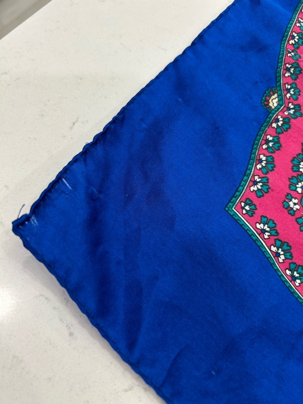 (3 for $10) Vibrant Blue Paisley Square Scarf - Picture 4 of 8